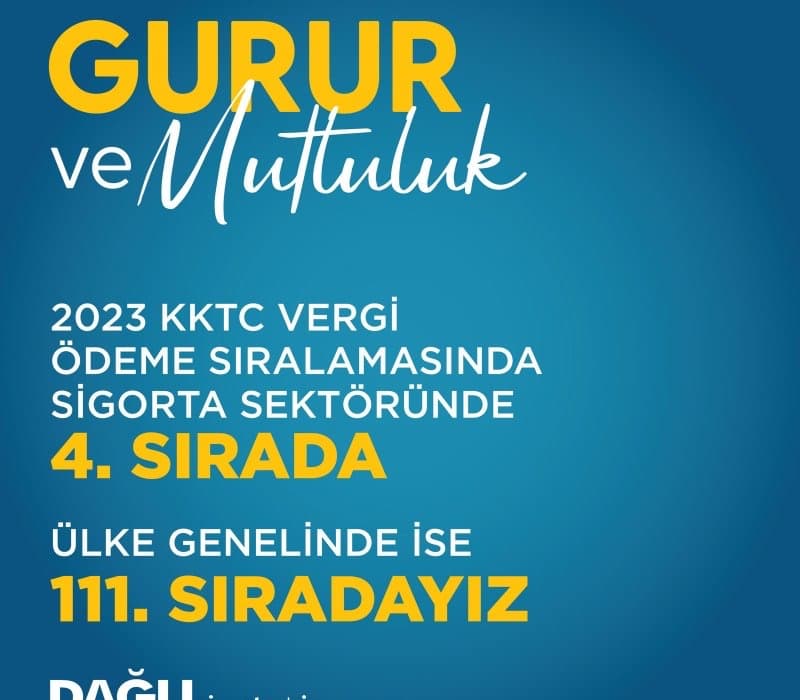 Dağlı Sigorta, 2023 KKTC Vergi Ödemeleri Sıralamasında Sigorta Sektöründe 4. Sırada