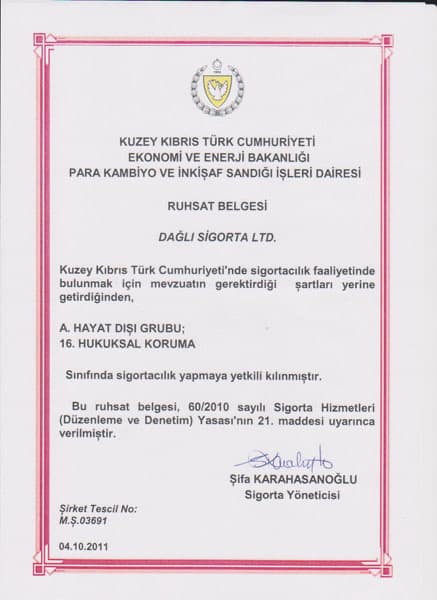 Hukuksal Koruma Ruhsatname Belgesi