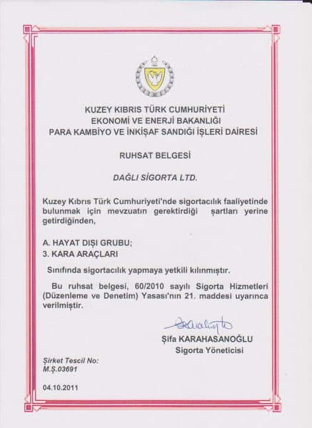 Kara Araçları Ruhsatname Belgesi