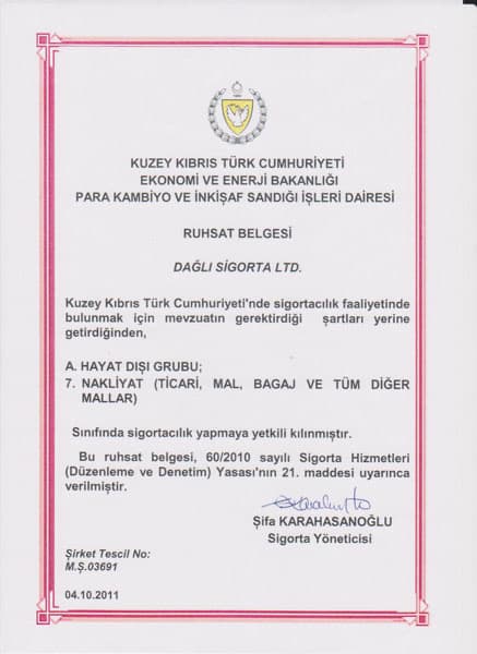 Nakliyat Ruhsatname Belgesi